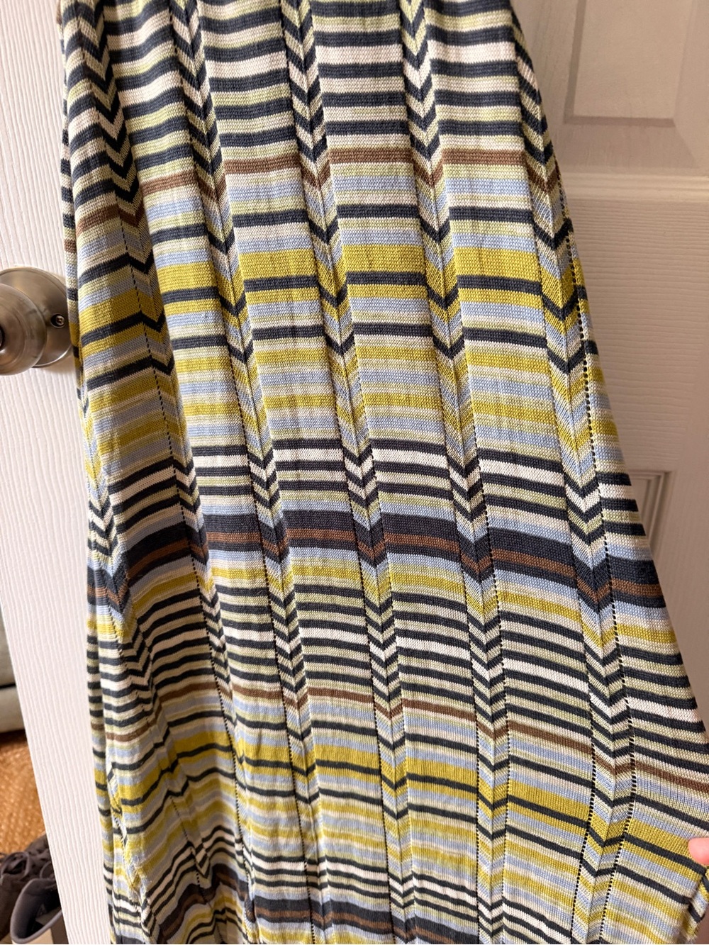 Vintage BCBGMaxAzria Striped Halter Maxi Dress in Brown, Olive and Cream - Picture 3 of 5